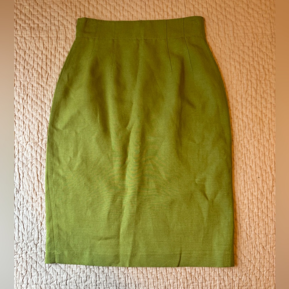 InWear Elegant Green High-Waist Linen Pencil Skirt, Lined, 8, Like New!